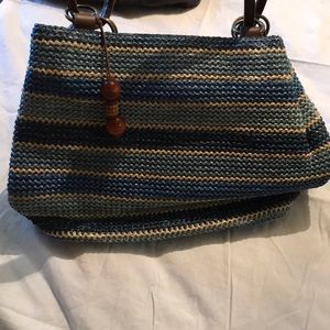 Blue tan bag